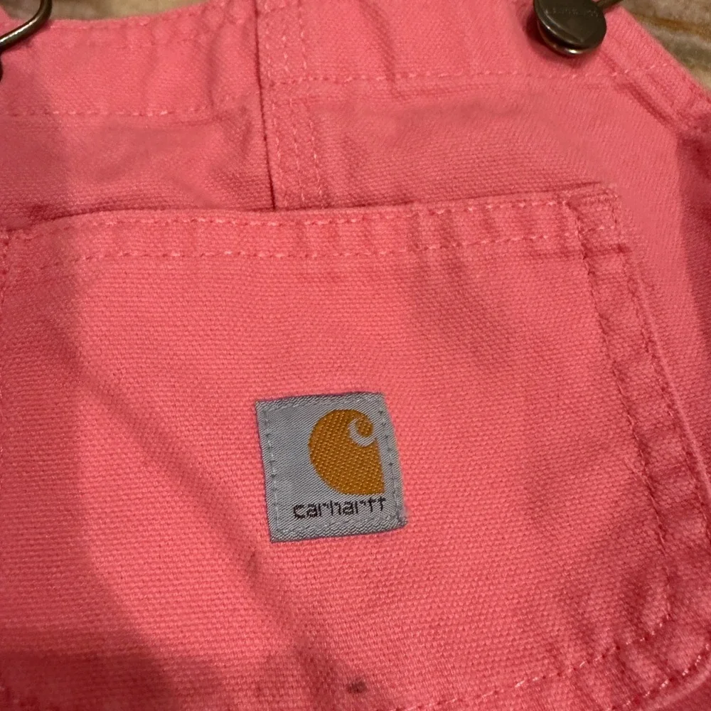 Carhartt Girls Canvas Bib Overall Pink Lemonade Snap Loose Fit Straps‎ Size 4T